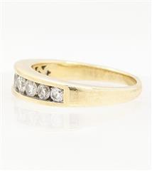 14K Solid Yellow Gold 3.9g Diamond Channel Band Stackable Wedding Ring Size-6